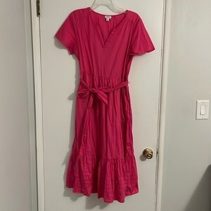 Pink cotton midi dress